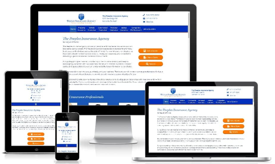 Custom Web Design for Peeples Insurance shown on various screen sizes