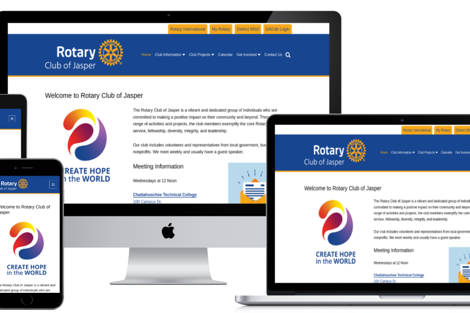 Rotary Club Of Jasper Website Mockups For ADA Compliant Website Built In 2023 By Empowered Marketing