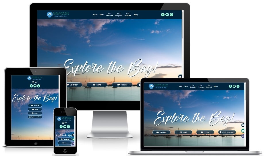 Sarasota Bay Estuary Program sustainable website rendered on various devices