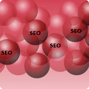 Red Balls with the word SEO on them symbolizing that SEO is in our blood